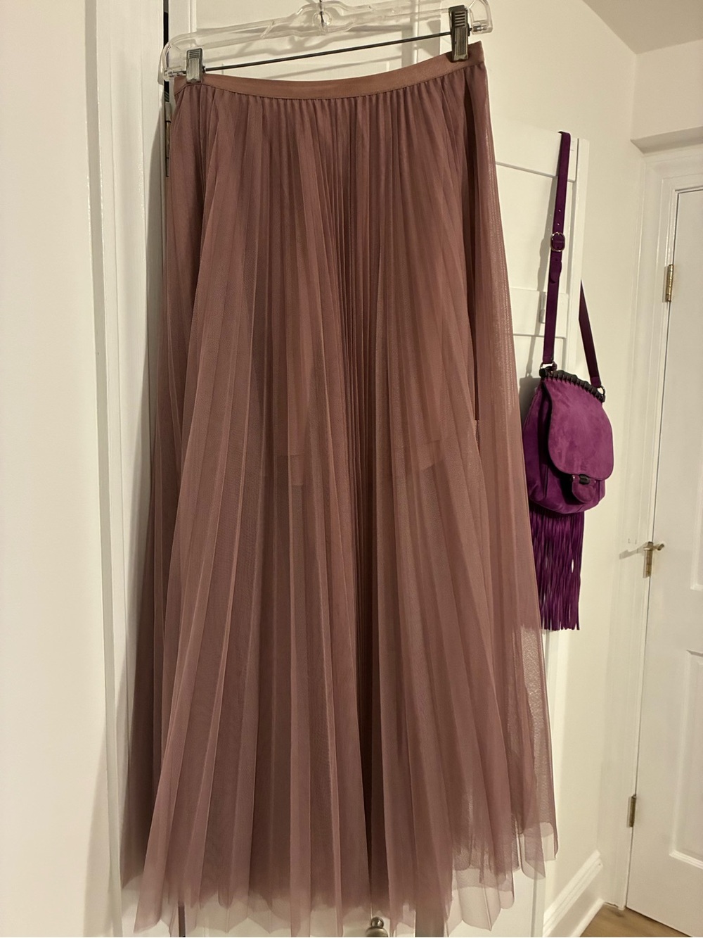 Jcrew collection Pleated Tulle Midi Skirt - Mauve